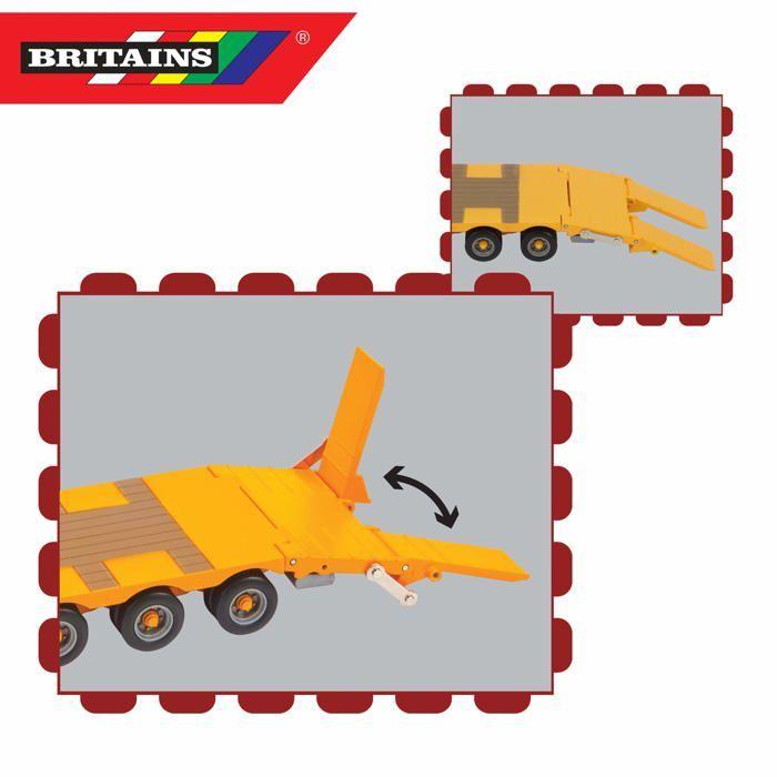 Véhicule miniature - Britains - 43254 - Kane Yellow Low Loader - 5.5x38x8.6 cm - 885 grammes - Orange