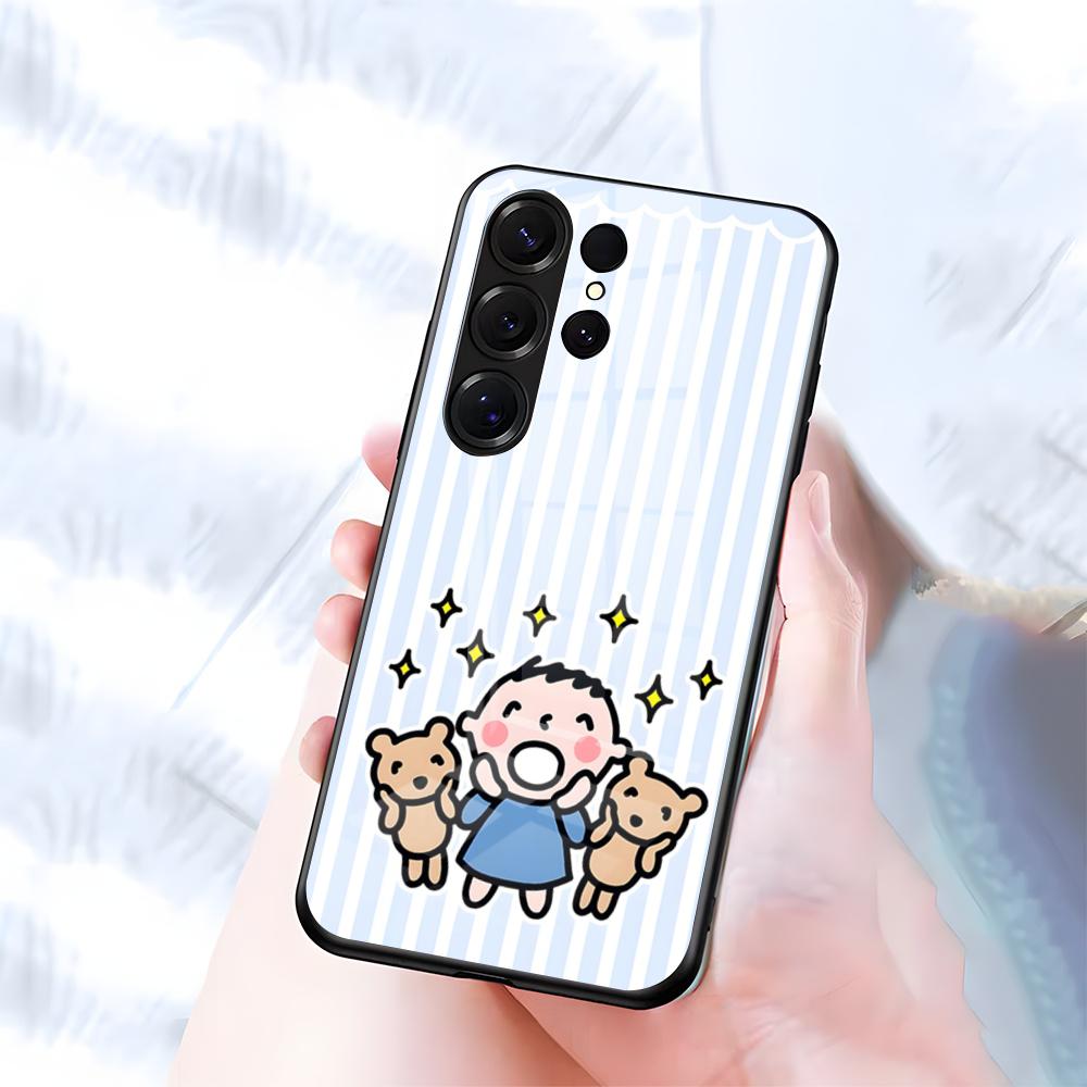 M-MINNA NO T-TABO Phone Case For Samsung S26 S25 S24 FE S23 S22 S21 Plus S20 Ultra Note20Ultra Black Glass Cover
