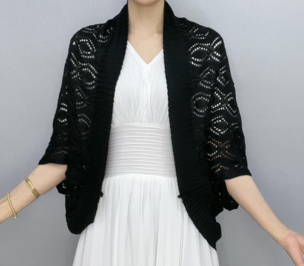 Spring Summer Women's Crochet Hollow Knit Cardigan Batwing Short Sleeve Breathable Comfortable Cardigan Sun Protection