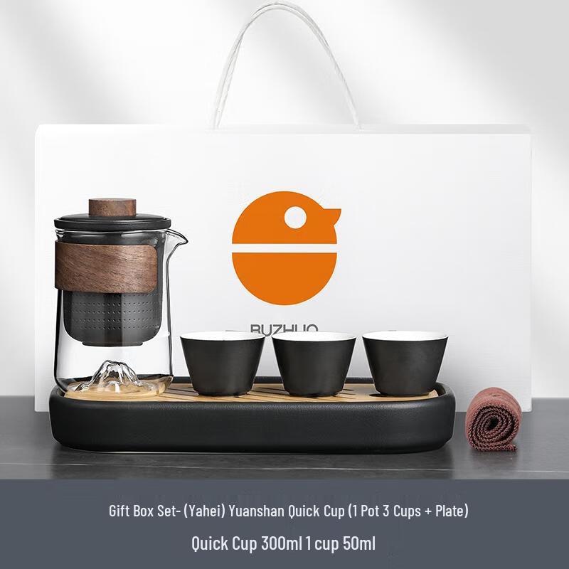 HANDUNYOU Portable Glass Tea Set with Quick Brew Cup