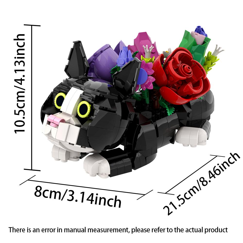Cat Flower Bouquet Succulent Planter Building Blocks Set Creative Plants and Animals Model Decoration DIY Bricks Toys Xmas Gifts
