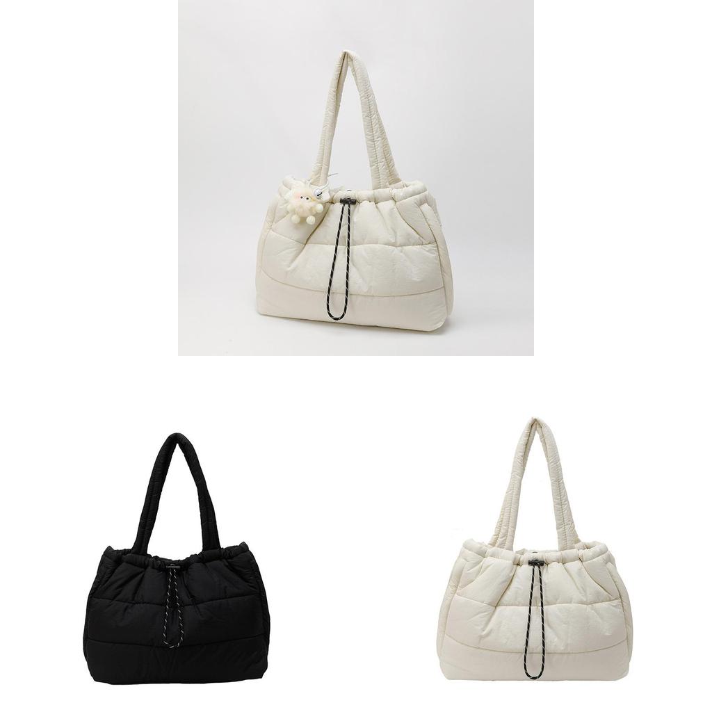 Spring Cotton Tote Bag With Stitching Elements And Internal Zip Pouch For Leisure Outings