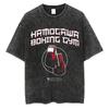 Loose Design Retro Washing Black Cotton Washing Cartoon Old Street Short-sleeved Men's T-shirt