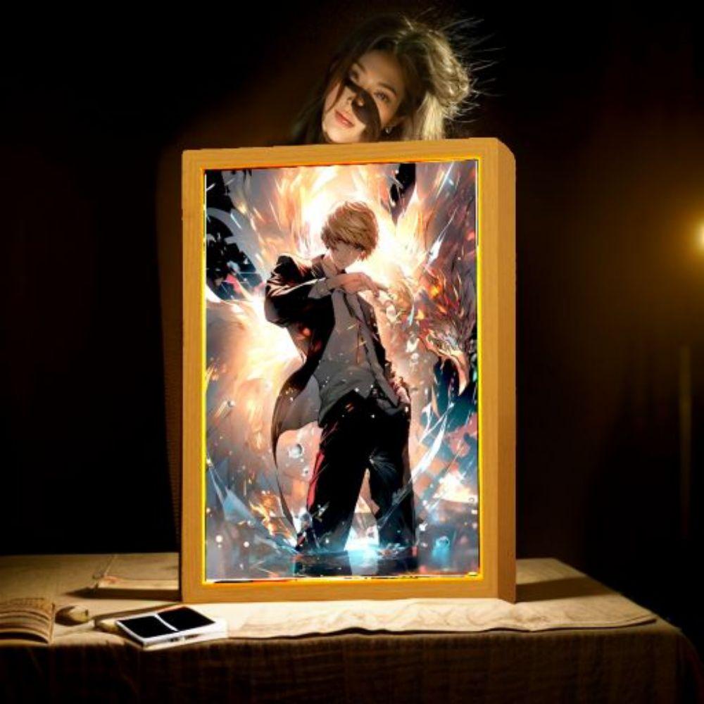 Anime Figure Death Note Light Painting Photo Frame Night Light L Killer Action Figures Room Decor Christmas Gifts Kids Moon Lamp