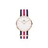 Watch Quartz Movement Fabric Strap 40mm White Dial Same Style for Men and Women Life Waterproof 0205DW