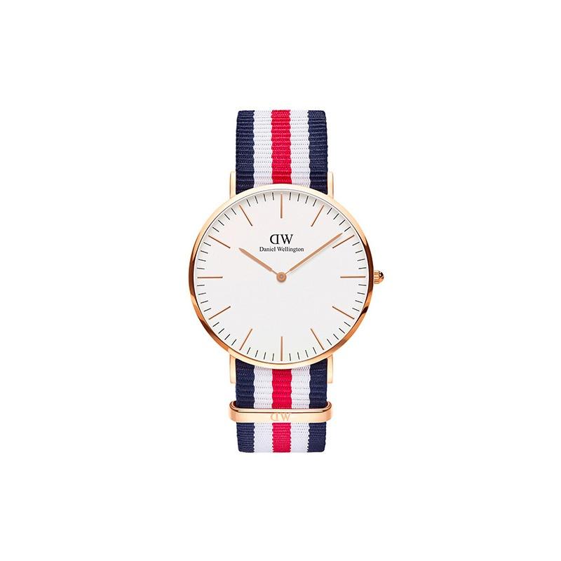 DANIEL WELLINGTON Watch Quartz Movement Fabric Strap 40mm White Dial Same Style for Men and Women Life Waterproof 0205DW