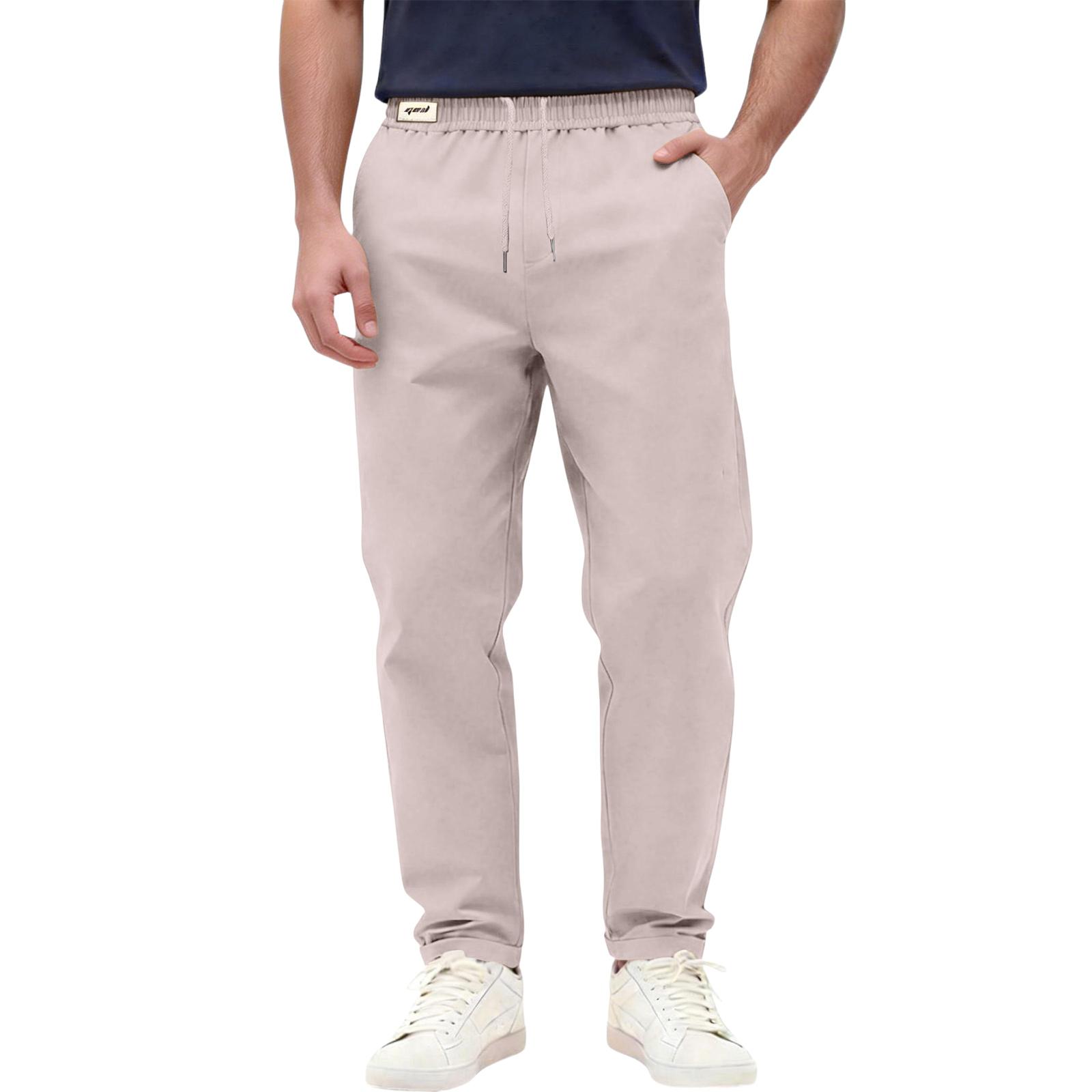 

Men s Business Casual Stretch Waist Trousers XL рожевий