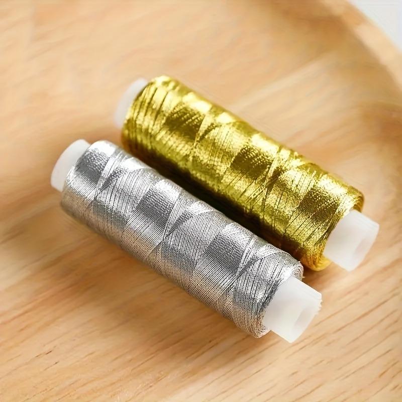 2 Stück/Deluxe Gold, Silber, Garn - 182,88 Meter, Hell und Schimmernd, für DIY-Nähen, Stickerei und Patchwork-Bastelarbeiten.