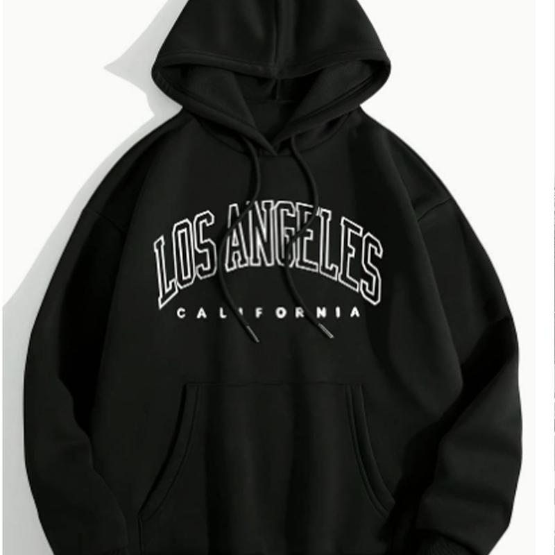 Uthulte bokstaver for kvinner Løs hettegenser Topper Bluse Genser Uformell Langermet Pullover Topper