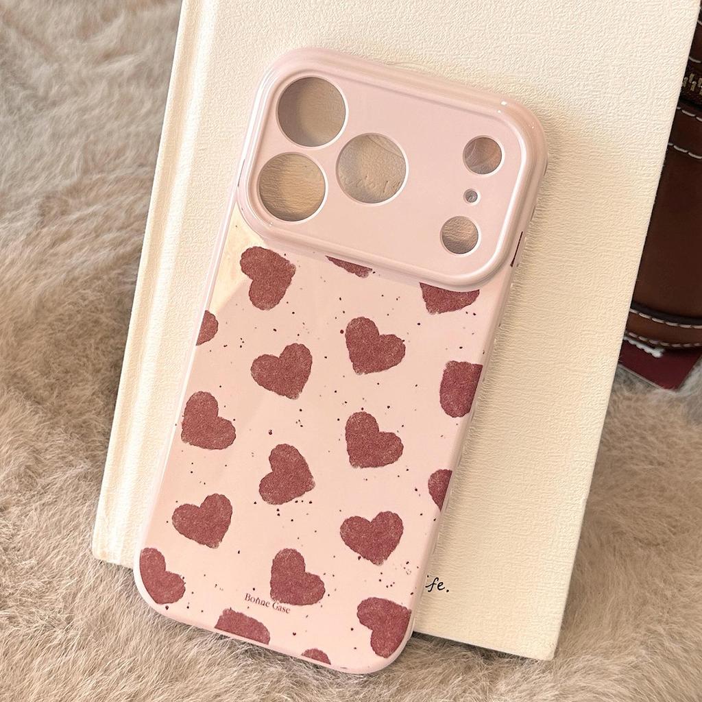 Creative Burgundy Heart-Shaped Phone Case for iPhone 17 and iPhone 17 Pro Max