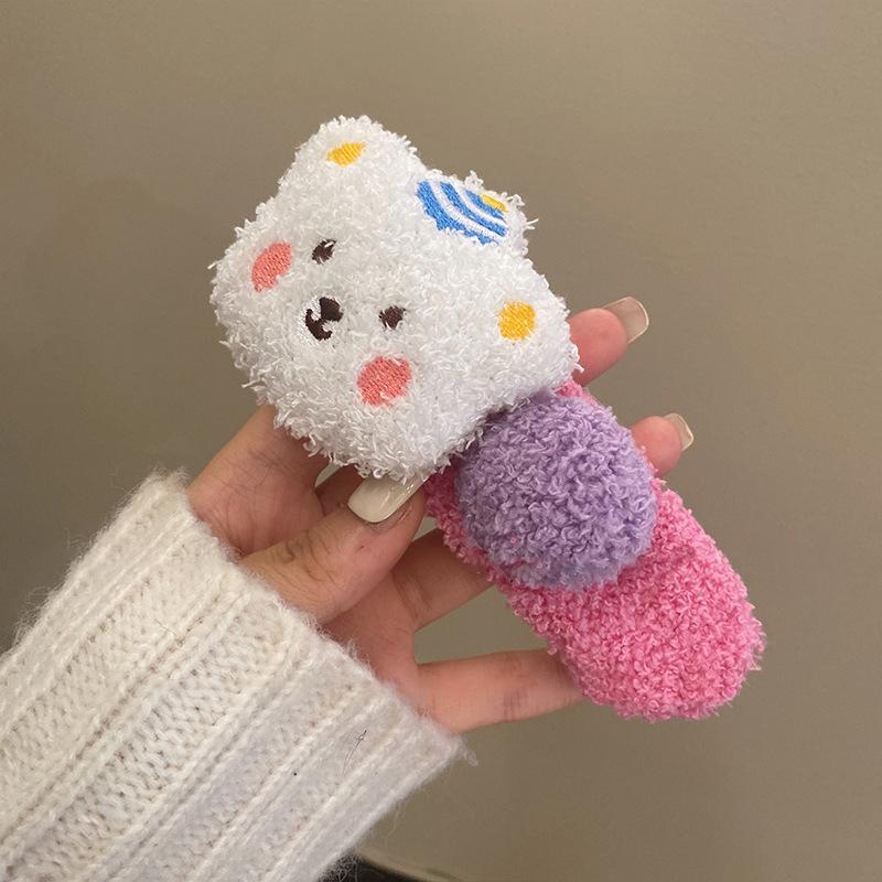 

Плюшевый медведь Большая заколка-утиный клюв Женская осенне-зимняя милая заколка Заколка на затылок Пушистый зажим высокого класса Головной убор