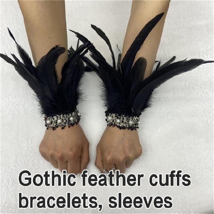 Elegant Feather Wrist Cuffs for Women Photography for Medieval Feather Bracelet Halloween Cosplay and Evening Dresses