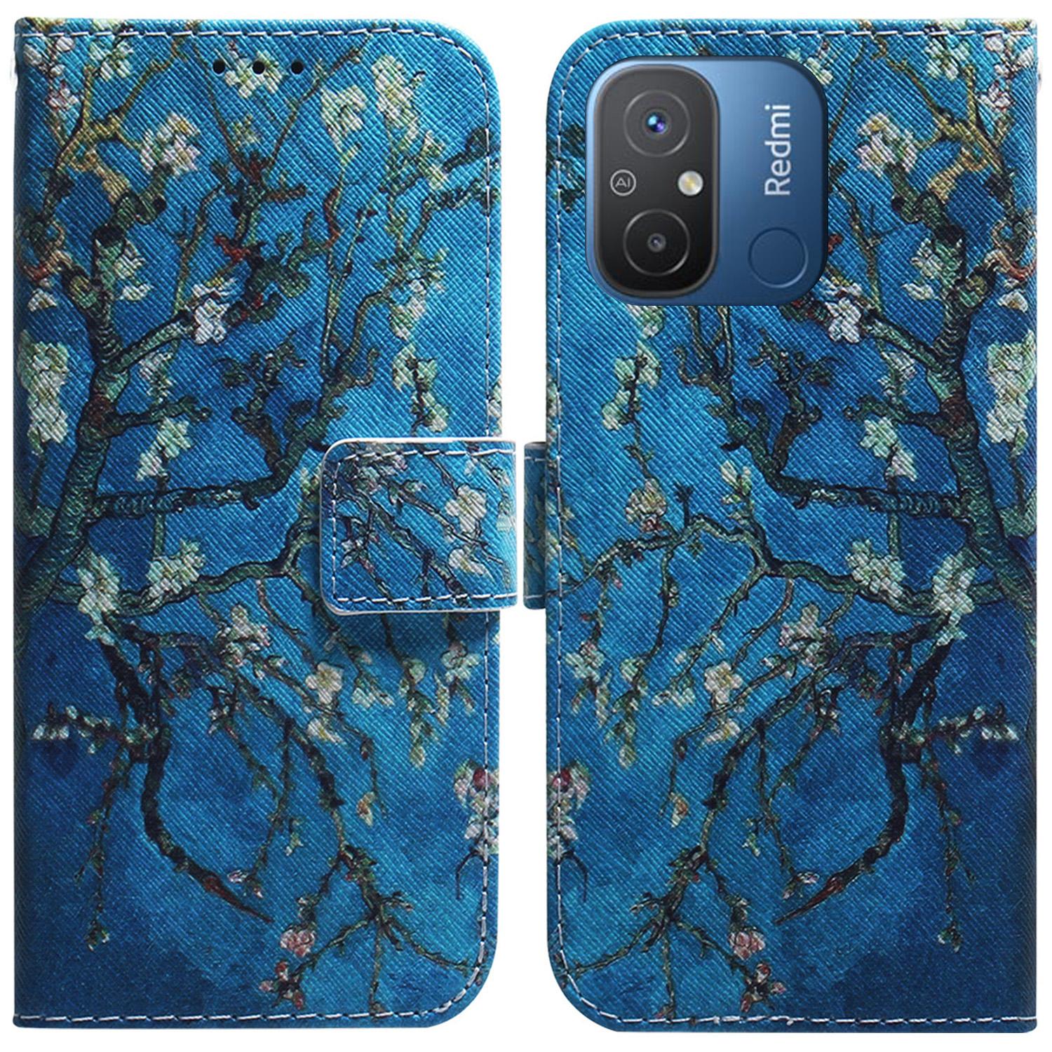 

Кожаный чехол для телефона Xiaomi Redmi 11A 4G/Redmi 12C 4G с принтом, защищающий от царапин, кошелек-накладка Apricot Flowers