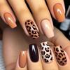 Nail Art Pieces Classic Khaki, Black Leopard Print, Simple Medium Rectangle, Wearing Nail Pieces Wholesale