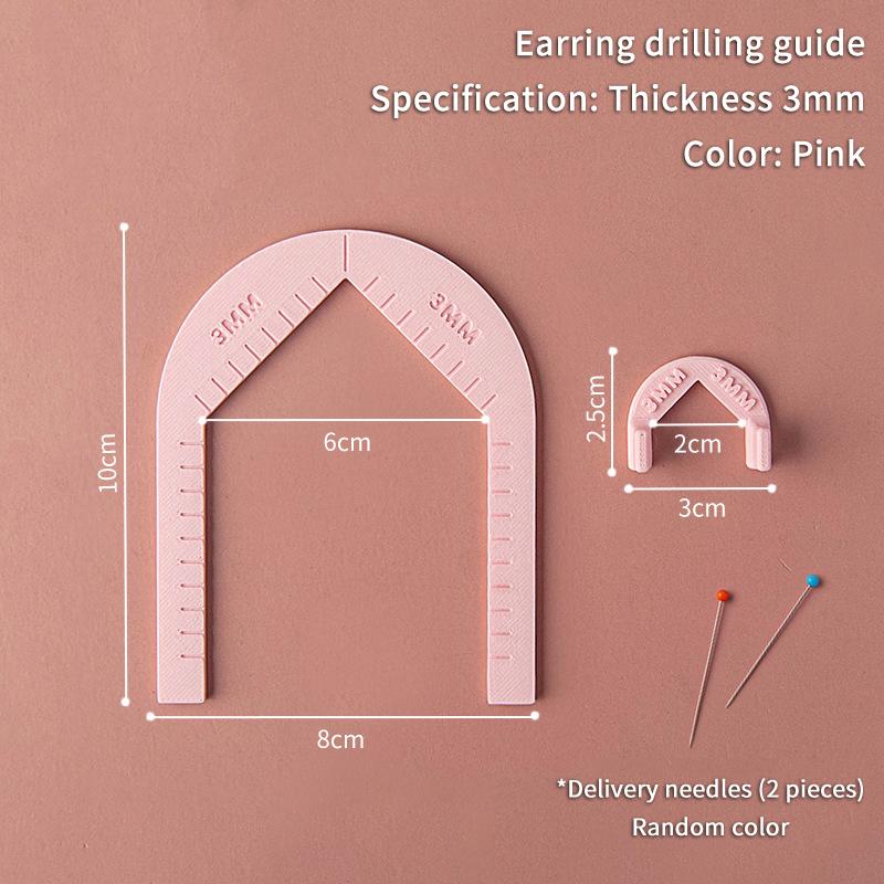 

Soft Ceramic Earrings Drilling Guider/Pendant Perforated Auxiliary Tool With Scale Clay Thickness Balance Ruler 3/4/5Mm pink 3mm