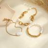 18K Gold Plated Stainless Steel Bracelet French Vintage Baroque Natural Freshwater Pearl Stackable Bracelets for Women