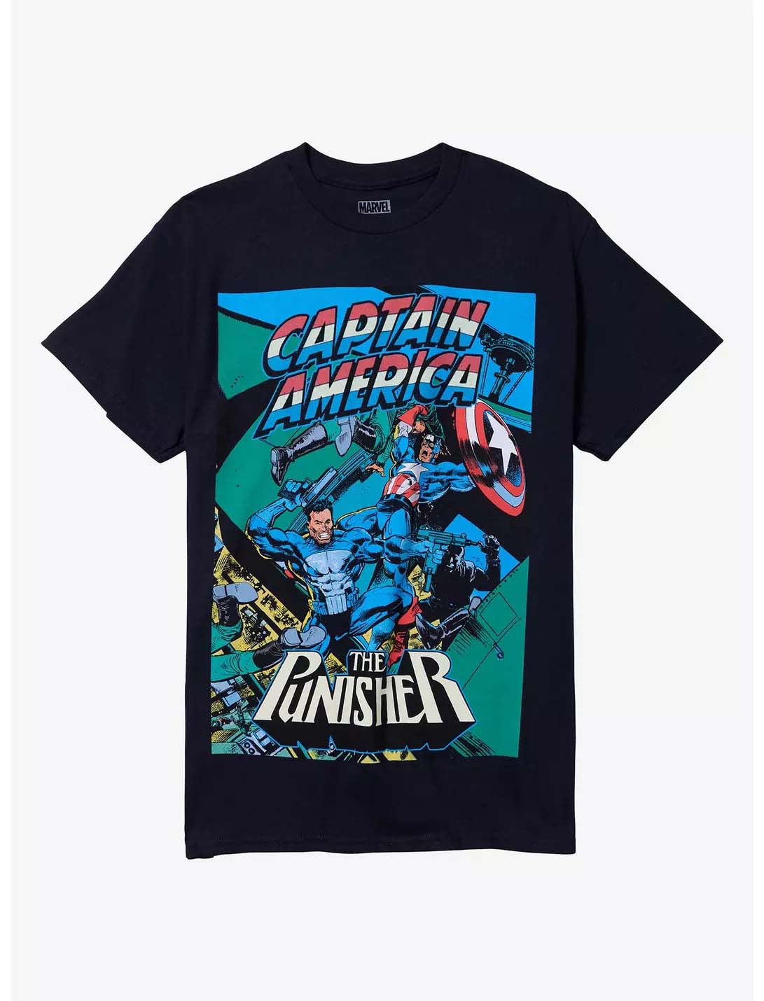 

Genuine 2026 New Captain America Punisher Comic Print Plus Size Men s Short Sleeve Relaxed Crew Neck T-Shirt 4XL