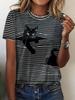 Summer Cute Kitten T-Shirts Cat 3D Print Women's Round Neck Short Sleeve T Shirt Casual Tees Harajuku Y2K Tops Female Clothing