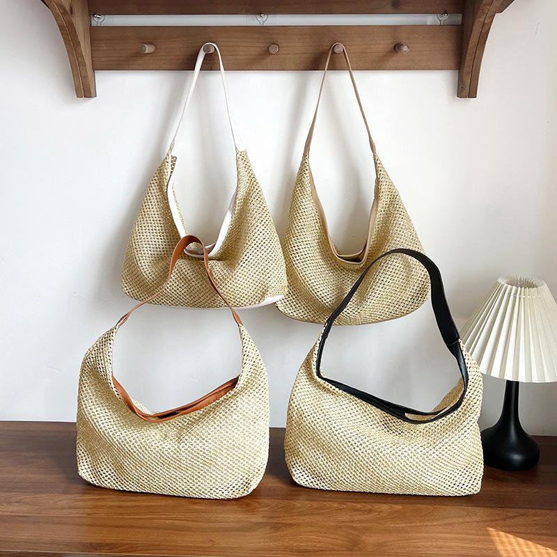 2026 Summer Fashion Women's Large Capacity Woven Straw Tote - Casual Single Shoulder Underarm Bag
