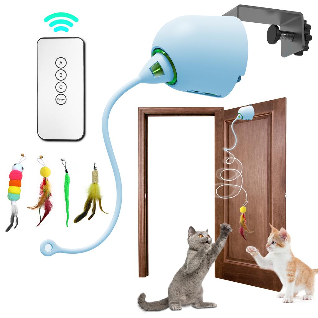 INKZOO 4-in-1 Interactive Cat Toys for Indoor Cats, Automatic 6 Holes Mice Whack-A-Mole, Fluttering Butterfly, Track Balls, USB