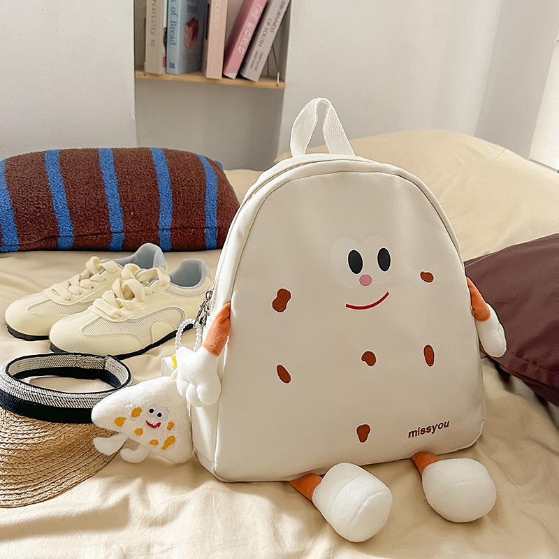 Schoolbag Cartoon Cookies Small School Bag Female Japanese Ins Ugly Cute Corduroy Niche Cute Backpack Going Out Backpack