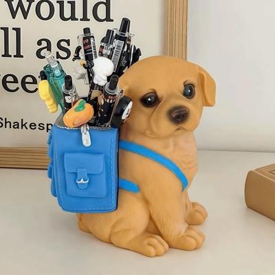 Large Capacity Dog Pen Holder Labrador Simulation Funny Makeup Brushes Holder Drop-resistant Plastic Desktop Organizer