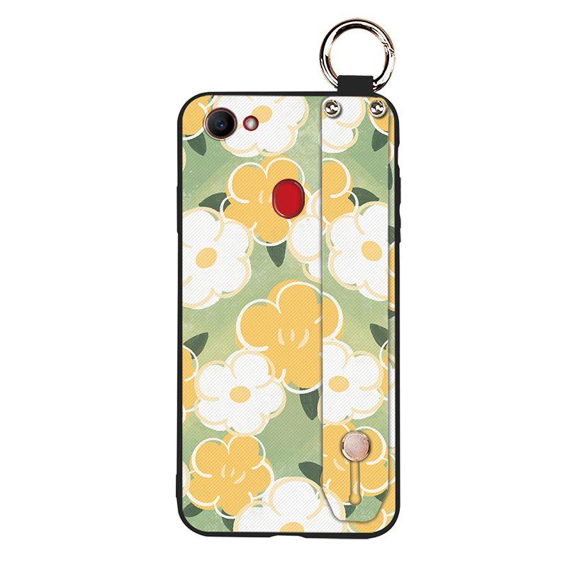 Silicone Phone Holder Phone Case For OPPO F7 Waterproof Oil Painting Fashion Design Durable Anti-dust Wrist Strap Flower