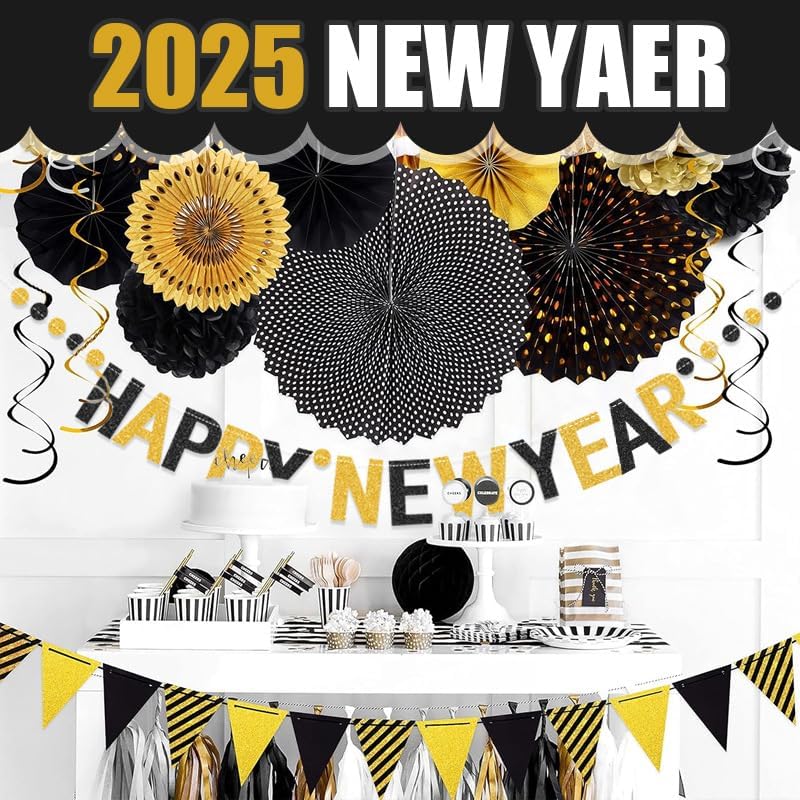 Happy New Year 2026 Banner New Years Eve Party Sign 2026 Happy New Year Party Supplies
