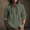 Pamuk ve Keten Gömlek Kapüşonlu Sweatshirt Uzun Kollu Kapüşonlu Günlük Giyim İlkbahar ve Yaz için
