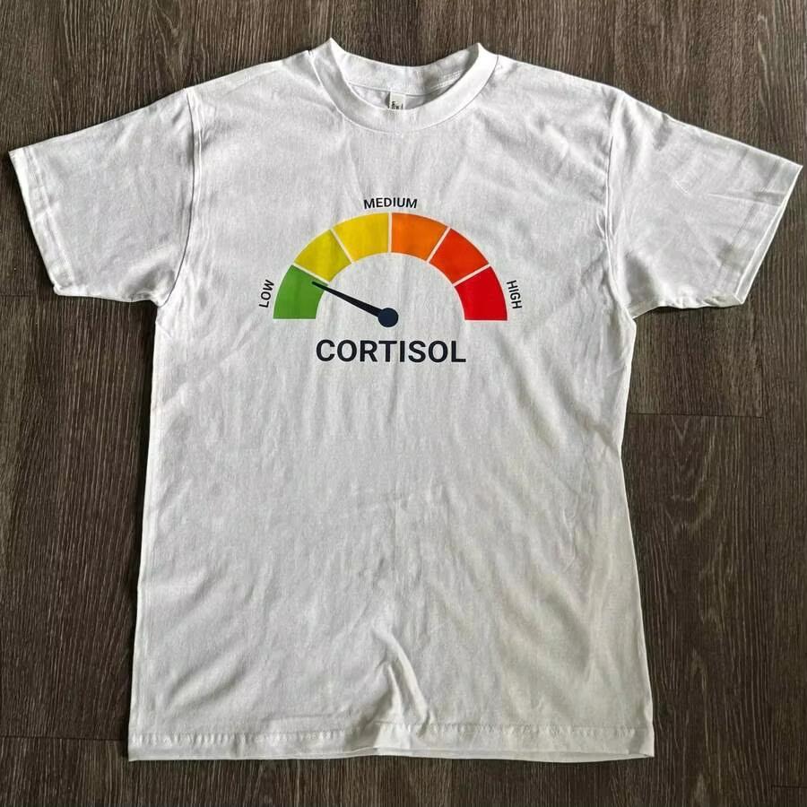 High Cortisol Low Cortisol Funny Casual Cotton Heavyweight Short Sleeve Shirt H5m4 S