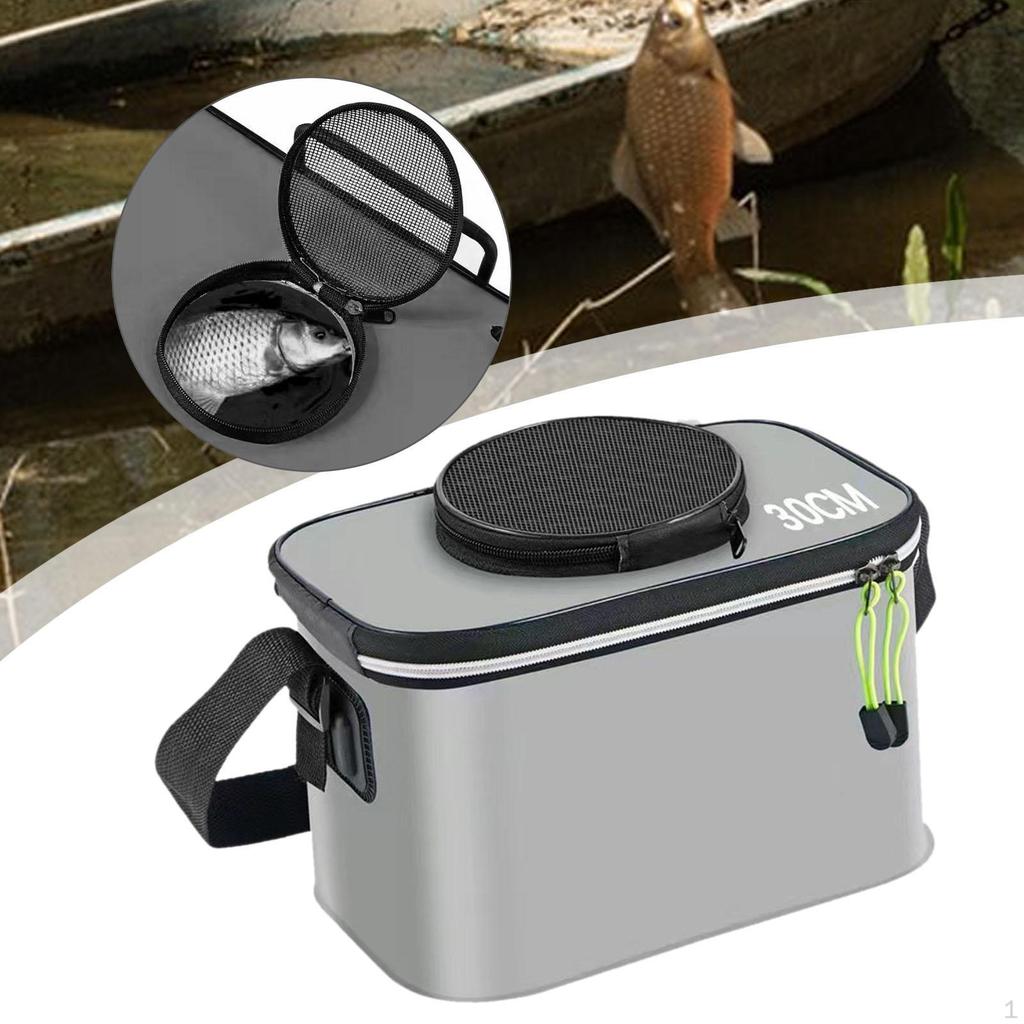 Składane Wiadro Wędkarskie z Paskiem na Żywe Ryby, Idealne na Wędrówki i Kemping