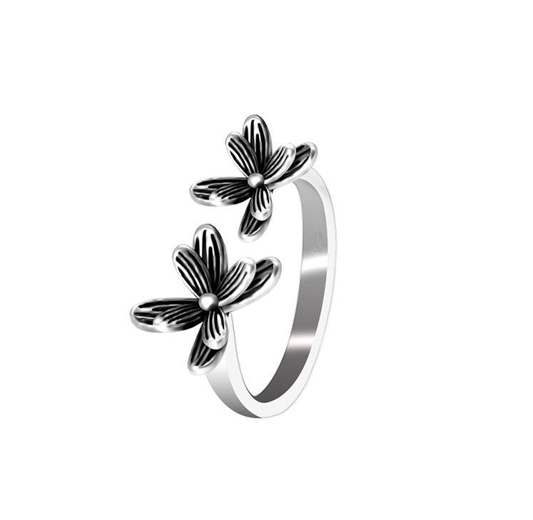 European American Retro Flower Ring - New Fashion Style Jewelry Adjustable