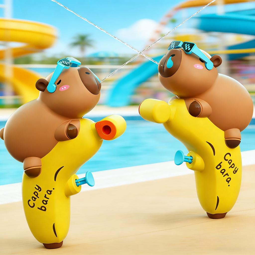 Capybara Water Spray Gun Tap To Launch Long Jet Water Toy Cute Design Summer Beach Pool Outdoor Water Fight & Stress Relief Toy