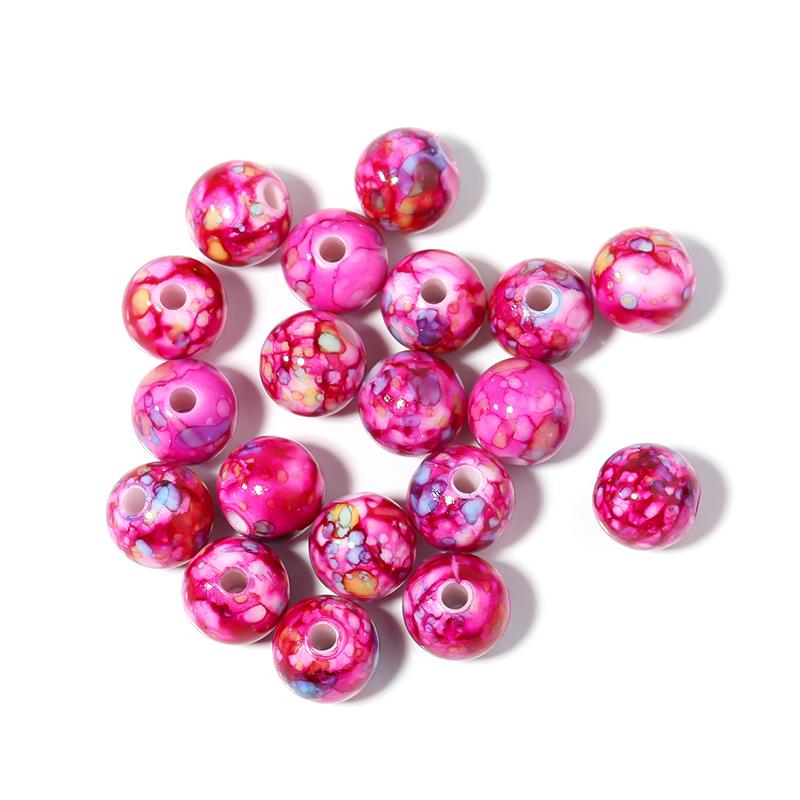 50-100pcs 8/10/12mm Crackle Acrylic Beads Colorful Round Loose Spacer Beads For DIY Jewelry Making Bracelet Necklace Accessories