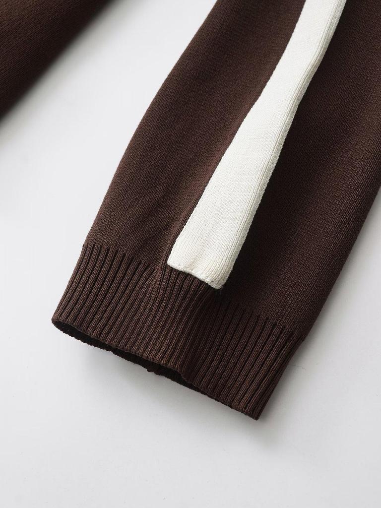 Spring 2025 Women's European & American Style Long Sleeve Stand Collar Knitted Sweatshirt with Long Pants