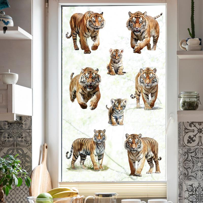 DIY Safari Animal Wall Stickers for Kids Room Decor Tiger Elephant Zebra Tropical Rainforest Savanna Nursery Decals Christmas Gifts