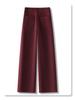 Ancola Women's 2024 Red Fleece-Lined High-Waisted Wide-Leg Jeans - Autumn/Winter Retro Style