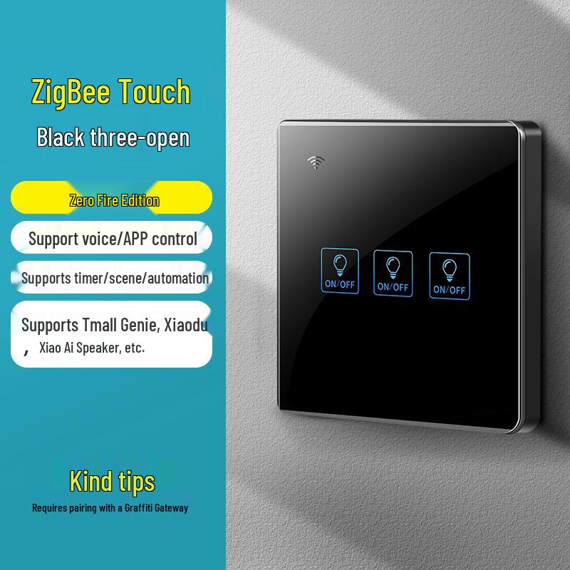 Zhengshang C4 ZigBee Graffiti Smart Switch, EU Standard, Voice-Activated, Compatible with Alexa & Google.