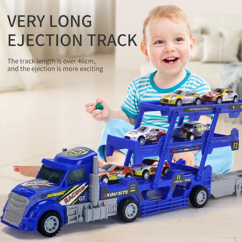 Alloy Toy Container Truck, Educational Toy Boy Toy, Foldable Launchable Truck, Children'S Holiday Gift, Container Truck