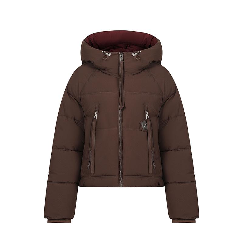 Women's Short Cotton-padded Twill Hooded Winter Jacket