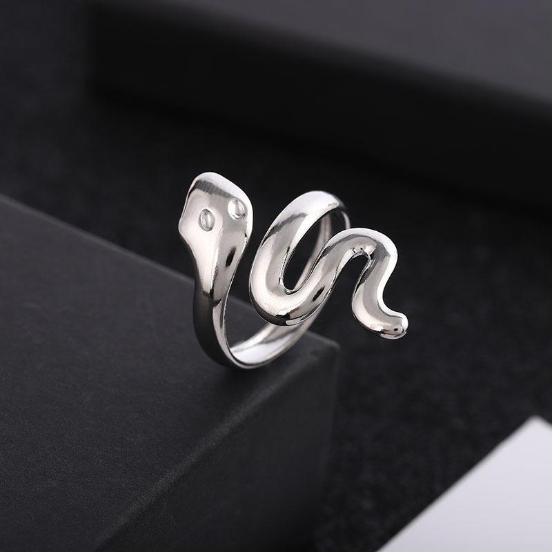 

Кольцо с регулируемым отверстием для мужчин Harajuku Vintage Snake Ring Женское кольцо Кольцо для пары Ювелирные изделия Opening adjustable серебряный