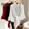 Casual Daily Shoulder Cover Hollow Knitted Shawl for Women Soft Polyester Cloak Wrap with Fashion Dresses Ruffled Cuffs Breathable Sun Protection