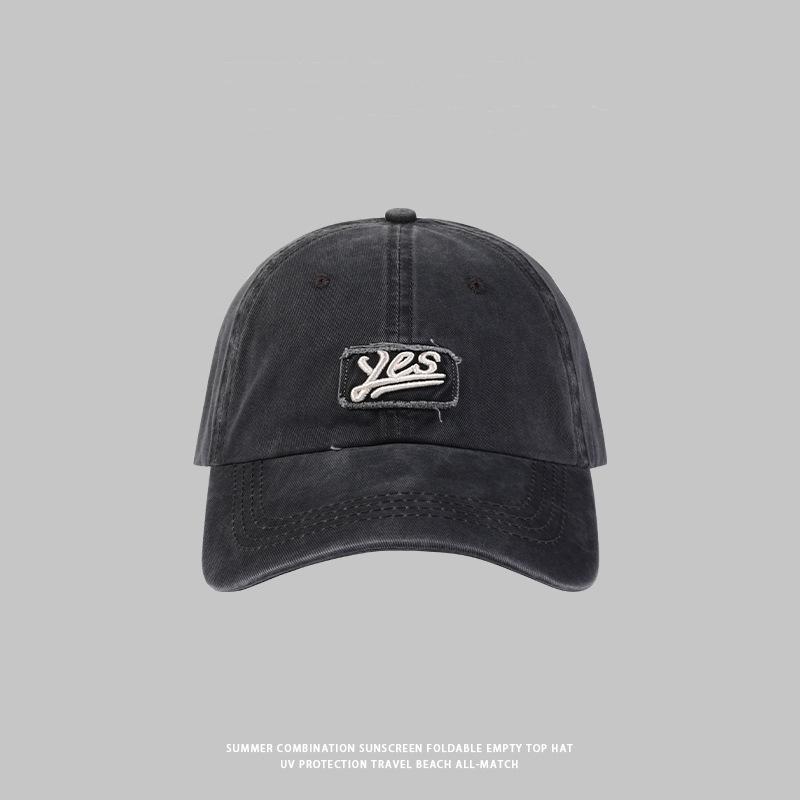 Washed Embroidery Letter Soft Top Baseball Cap Children's Autumn New Versatile Sunshade Couple Cap Men's Tide