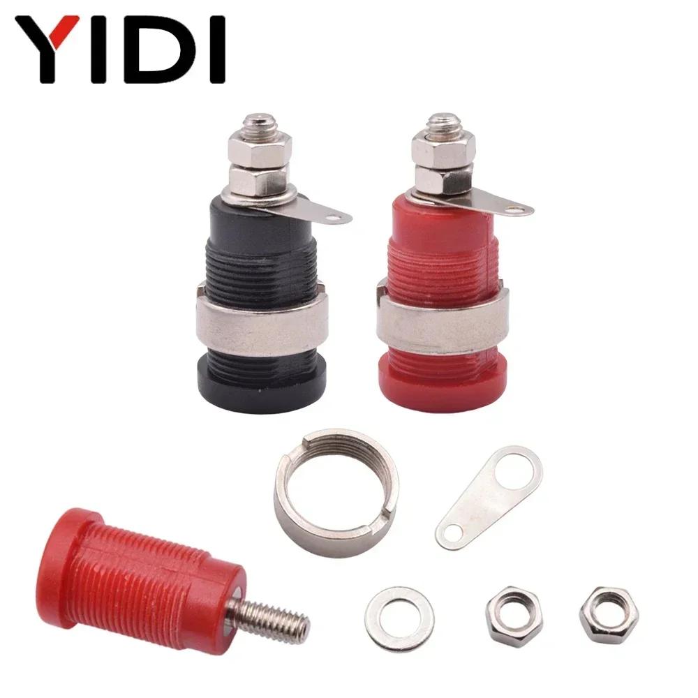 10pcs 4mm Banana Plug Binding Post Audio Amplifier Speaker Multimeter Cable Test Terminal Socket Red Black Mount Panel Connector