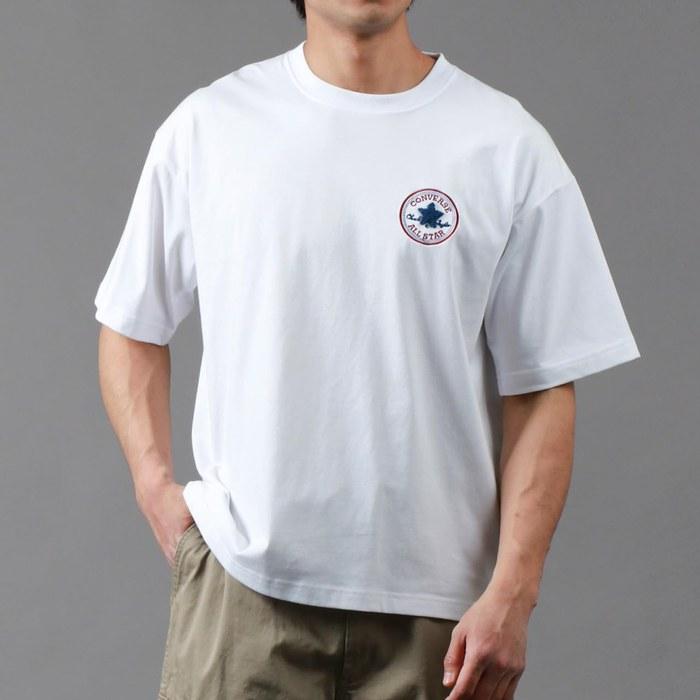 Converse T-Shirt Men's Summer Short Sleeve Applique Tee Quick-Dry Dry Cool Relaxed Fit Sagala Embroidery White L
