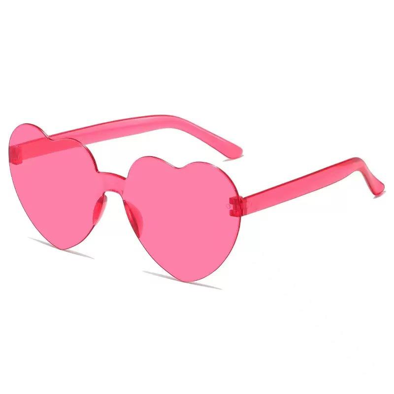Heart-Shaped Transparent Jelly Sunglasses - Peach Tone, Fun & Integrated Design