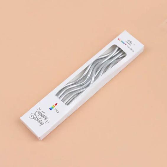 6pcs/lot Curve Birthday Candles Golden Thread Slender Rod Candle for Party Cake Decoration Pencil Candles