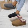 Winter 2025 New Cashmere Warm Thick Sole Heelless Covered Half Mop Cashmere Warm