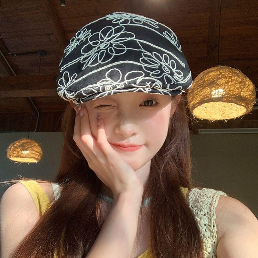 Y2k Vintage Painter Hats Sun-protective Retro Newsboy Caps Fashion Spicy Girls Berets  Ladies