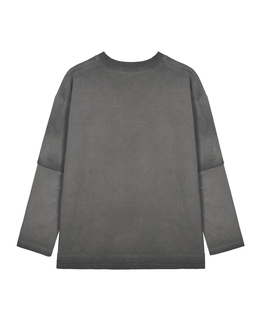 Nigaennikol Nicole Destroyed Layered Long Sleeve Top_Gray